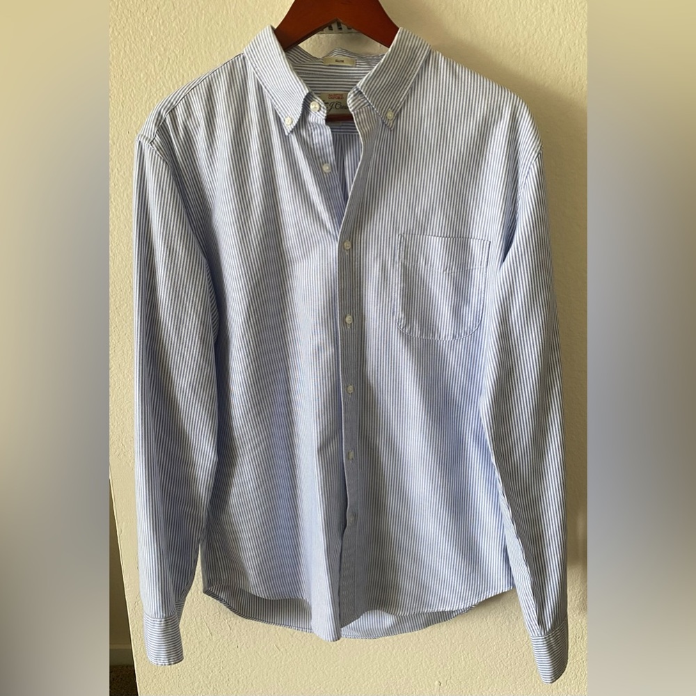 J. Crew Men’s Large 100% Cotton Classic Striped Oxford Dress Shirt NWOT